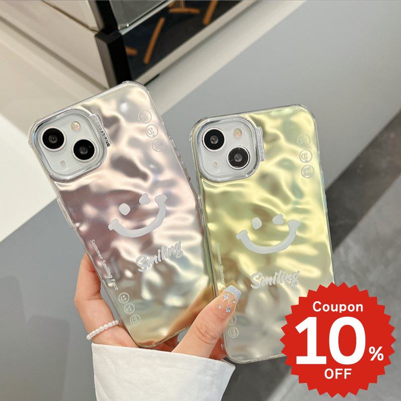 乐天商城 - iphone14 ケース 韓国 かわいい iphone13 ケース iphone14pro iphone13 pro iphone12 mini ケース iphone11 アイフォン iPhone ケース iphonese ケース かわいい おしゃれ TPU オーロラ クラフト調 スマイル ニコちゃん レディース