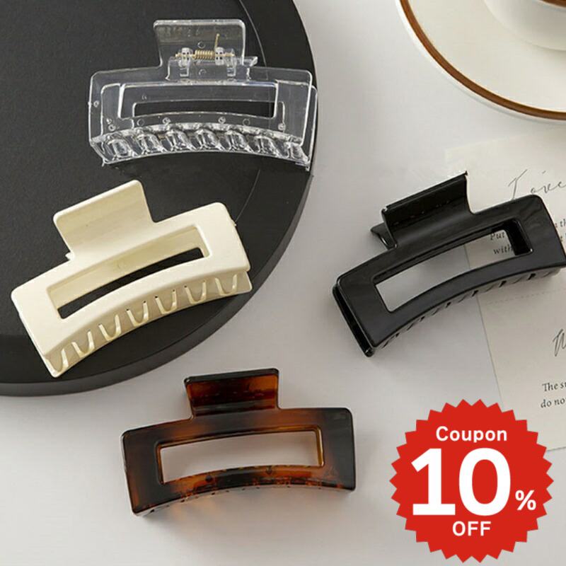 バンスクリップ ヘアアクセサリー 韓国 小さめ スクエア くり抜き 無地 シンプル ハーフアップ ヘアクリップ ヘアピン レディース 女性 髪留め 簡単 おしゃれ