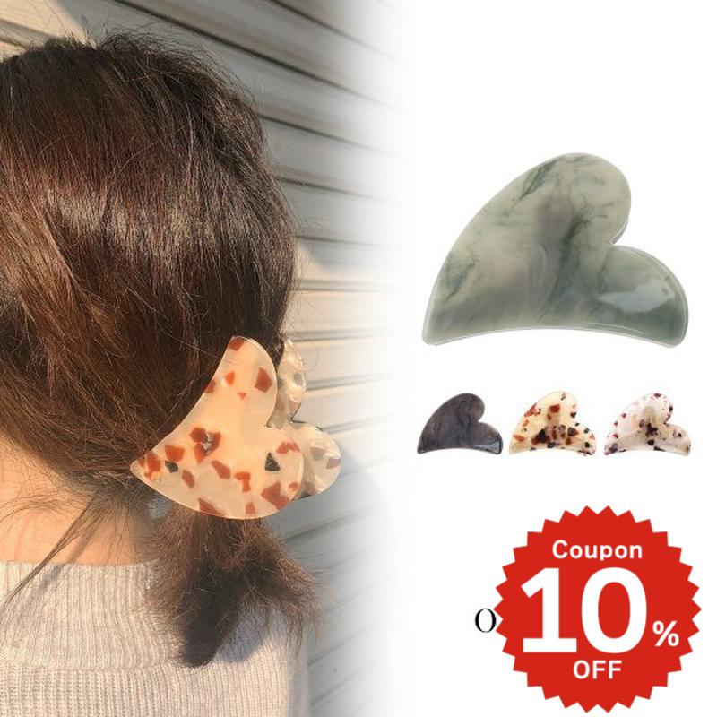 樂天商城 - size L ハート バンスクリップ しっかり 大きめ アセチ ゴールド レディース 髪留め ヘアクリップ ヘアアクセサリー onlyou オンリーユー