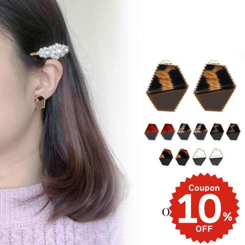 ハーフヘキサゴンピアス ピアス トレンド ヒョウ柄 レオパード 個性的 レディース シンプル おしゃれ onlyou オンリーユー