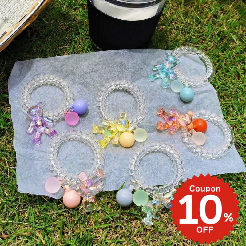 ヘアアクセサリー ヘアゴム スプリング シンプル くま クマ モチーフ ポニー 簡単 アレンジ 大人 おしゃれ レディース 女性 跡がつきにくい デイリー