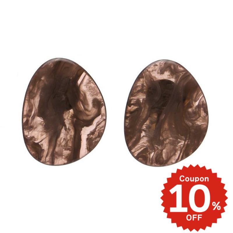 フラットストーンイヤリング ブラウン onlyou オンリーユー