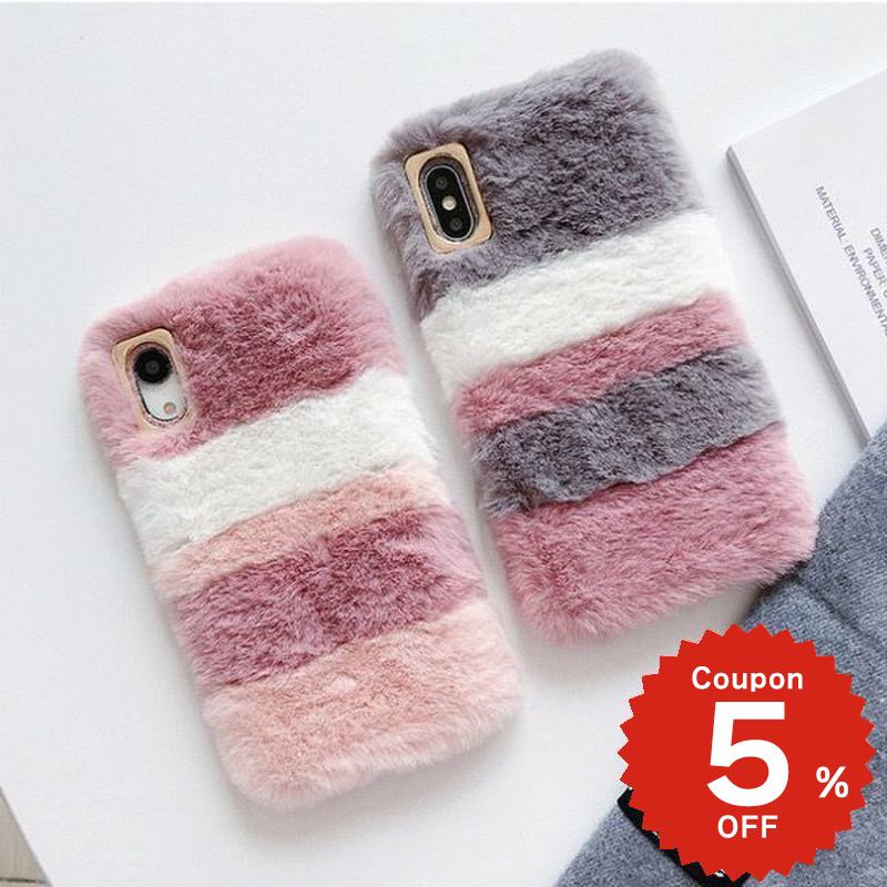 Rakuten - iphonese ケース かわいい 韓国 第2世代 第3世代 iPhonexrケース iphoneXs ケース iphonexsmax かわいい 大人かわいい おしゃれ ボーダーモコモコ モコモコ フェイクファー 秋冬