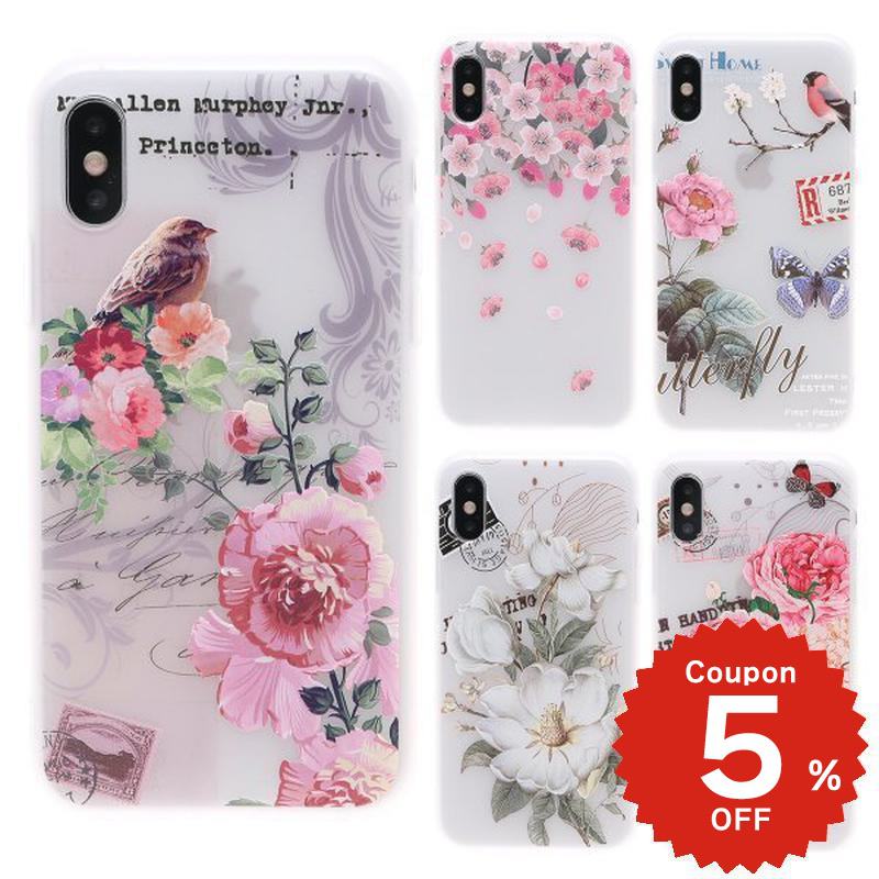 乐天商城 - iphonese ケース かわいい 韓国 第2世代 第3世代 iPhonexrケース iphoneXs ケース iphonexsmax かわいい 大人かわいい おしゃれ プリント フラワー 花 鳥