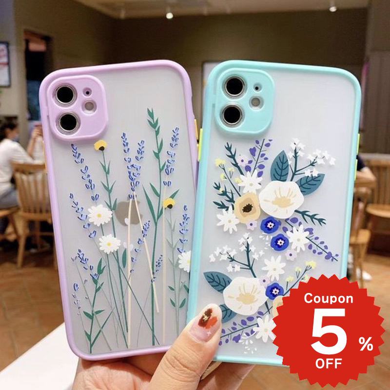 iphone11 ケース 韓国 iphone11proケース iPhone ケース pro max iphonese ケース iphonexr ケース iphonexs ケース TPU PC マットフラワークリア 透明 クリア くすみ