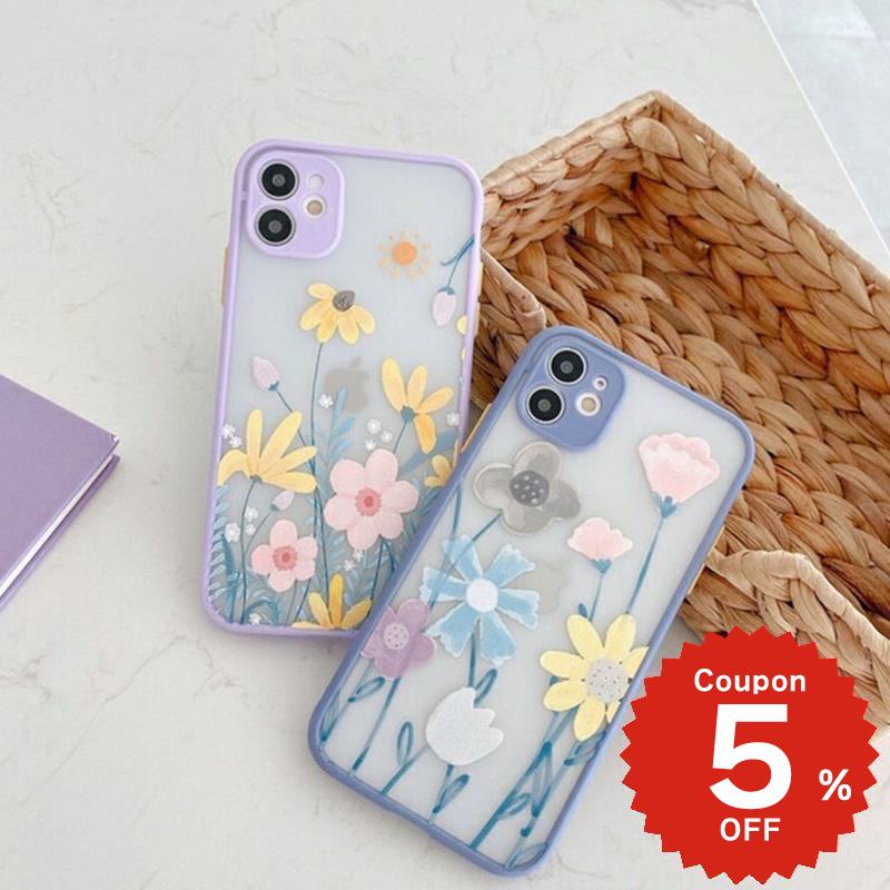 樂天商城 - iphone11 ケース 韓国 iphone11proケース iPhone ケース pro max iphonese ケース iphonexr ケース iphonexs ケース TPU 水彩フラワークリア くすみ 花