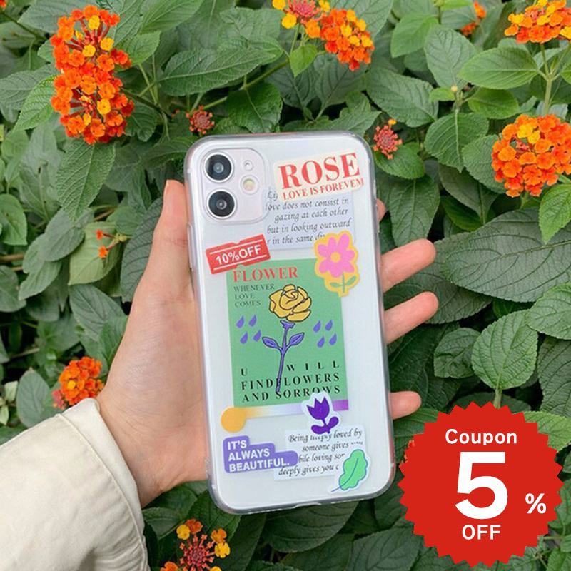 乐天商城 - iphone12 ケース 大人かわいい mini pro max iphone11 アイフォン iPhone ケース iphonexrケース iphone se 韓国 大人 女子 シンプル ローズ 薔薇 デザイン クリア 透明 お揃い 個性的 可愛い