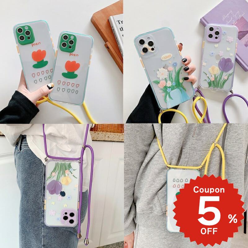 乐天商城 - iphone12 ケース ショルダー 大人かわいい mini pro max iphone11 アイフォン iPhone ケース iphonexrケース iphone se ショルダー 韓国 大人 女子 ショルダーストラップ 花柄 肩掛け女性