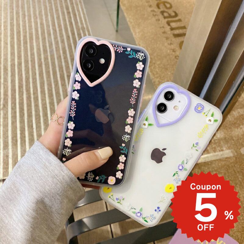 乐天商城 - iphone12 ケース 大人かわいい mini pro max iphone11 アイフォン iPhone ケース iphonexrケース iphone se 韓国 大人 女子 ハートくり抜き 花 クリア シンプル