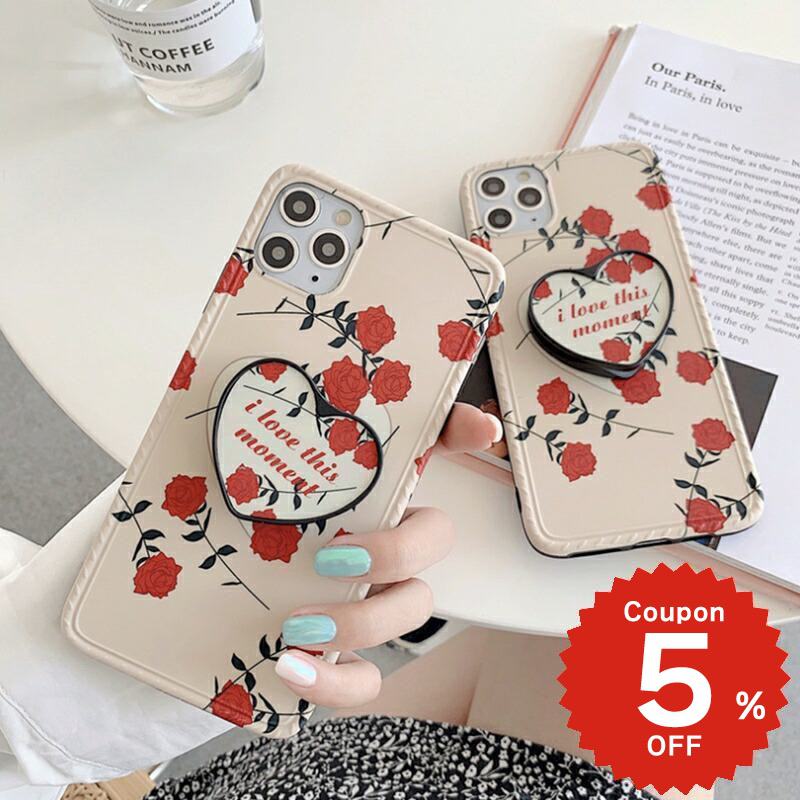 Rakuten - iphone12 ケース 大人かわいい mini pro max iphone11 アイフォン iPhone ケース iphonexrケース iphone se 韓国 大人 女子 TPU グリップ GRIP ローズ ハート デザイン