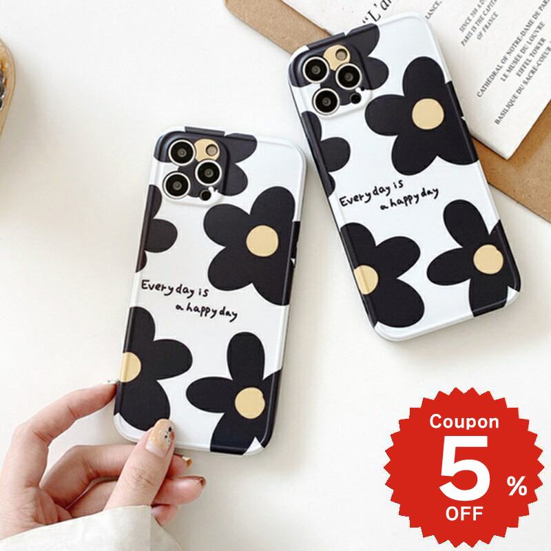 Rakuten - iphone12 ケース 大人かわいい mini pro max iphone11 アイフォン iPhone ケース iphonexrケース iphone se 韓国 大人 女子 tpu ソフト モノクロ フラワー 花