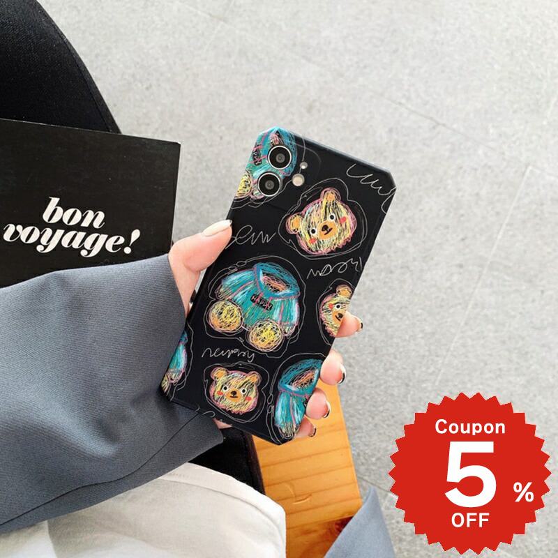 乐天商城 - iphone12 ケース 大人かわいい mini pro max iphone11 アイフォン iPhone ケース iphonexrケース iphone se 韓国 大人 女子 TPU くま イラスト かっこいい シンプル 個性的 お揃い 男性 女性