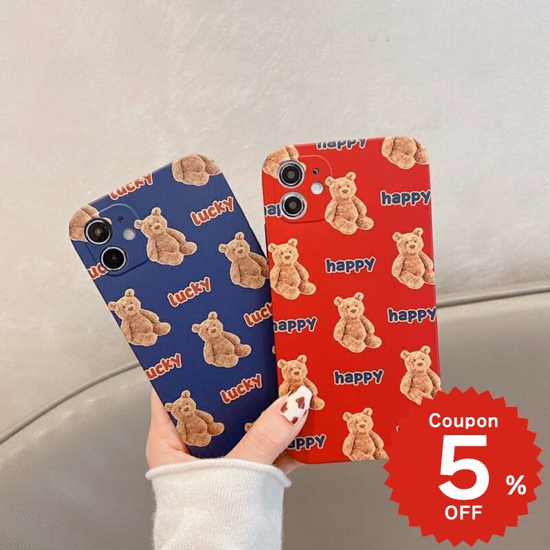 Rakuten - iphone12 ケース 大人かわいい mini pro max iphone11 アイフォン iPhone ケース iphonexrケース iphone se 韓国 大人 女子 テディベア くま 総柄 デザイン シンプル レディース メンズ お揃い