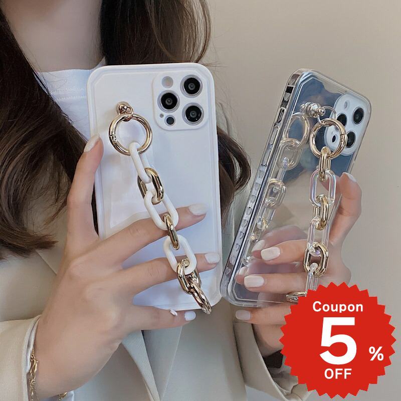 乐天商城 - iphone12 ケース 大人かわいい mini pro max iphone11 アイフォン iPhone ケース iphonexrケース iphone se 韓国 大人 女子 TPU リング チェーン クリア ペア