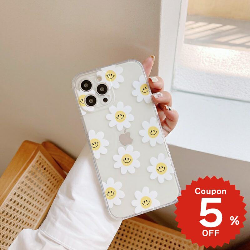 iphone12 ケース 大人かわいい mini pro max iphone11 アイフォン iPhone ケース iphonexrケース iphone se 韓国 大人 女子 TPU スマイル フラワー クリア レディース