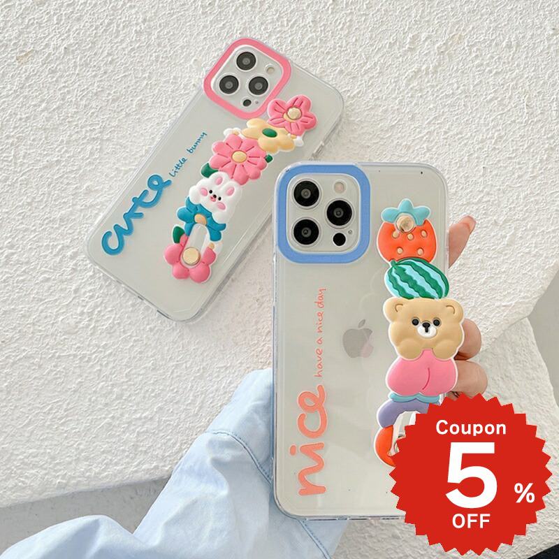 Rakuten - iphone12 ケース 大人かわいい mini pro max iphone11 アイフォン iPhone ケース iphonexrケース iphone se 韓国 大人 女子 TPU くま うさぎ バンド グリップ クリア