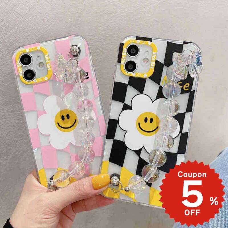Rakuten - iphone12 ケース 大人かわいい mini pro max iphone11 アイフォン iPhone ケース iphonexrケース iphone se 韓国 大人 女子 TPU チェーン スマイル フラワー チェック レディース お揃い