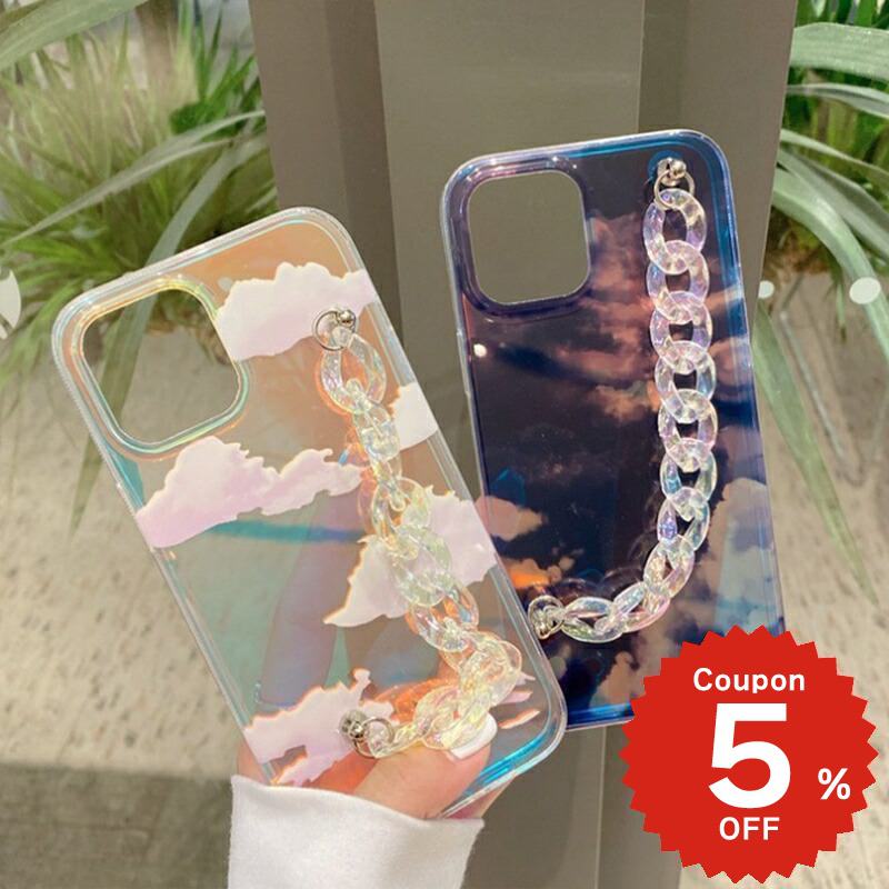 乐天商城 - iphone12 ケース 大人かわいい mini pro max iphone11 アイフォン iPhone ケース iphonexrケース iphone se 韓国 大人 女子 PC チェーン くも 雲 クラウド 夜空 オーロラ レディース