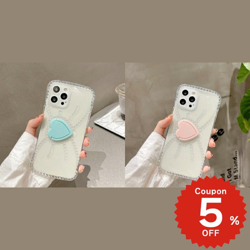 乐天商城 - iphone12 ケース 大人かわいい mini pro max iphone11 アイフォン iPhone ケース iphonexrケース iphone se 韓国 大人 女子 TPU スタンド リボン ハート クリア 透明 お揃い レディース