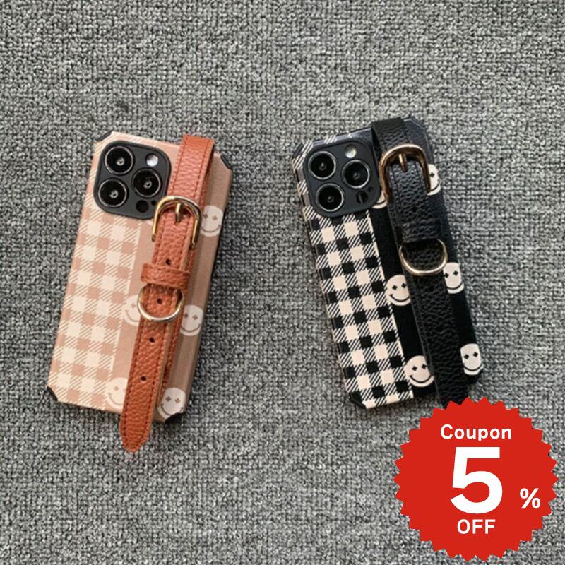 樂天商城 - iphone13 ケース 韓国 かわいい iphone12 mini ケース iphone12 pro ケース iphone11 アイフォン iPhone ケース iphonese ケース アイフォン スウェードクロス ベルト スマイル ニコ レディース お揃い