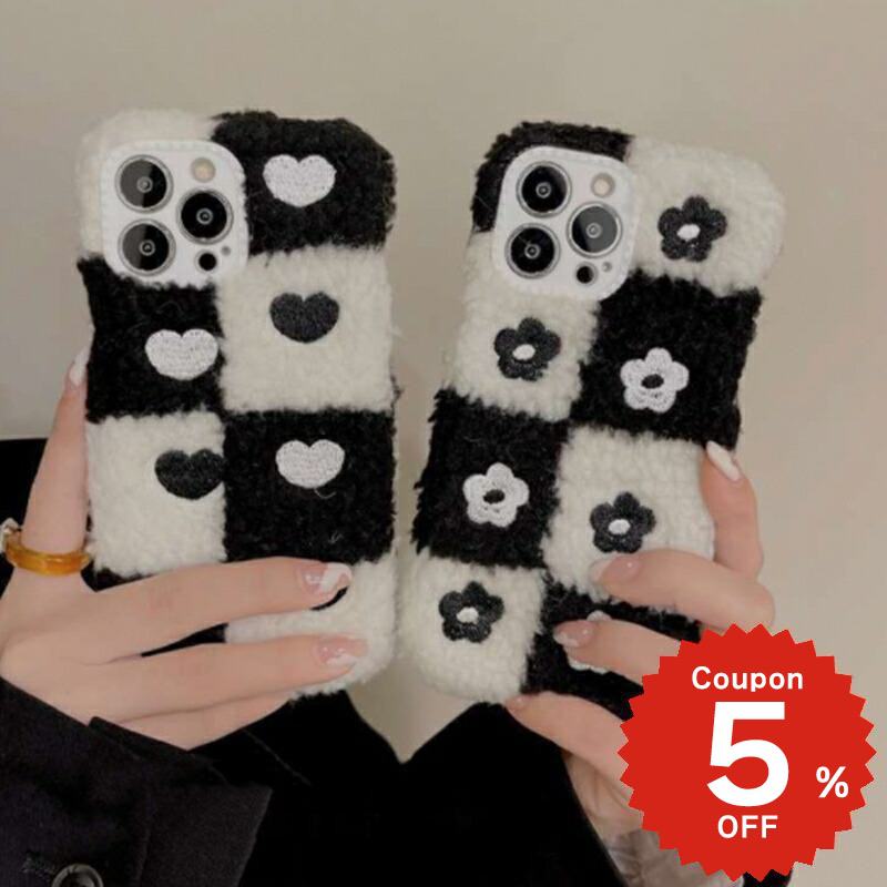 Rakuten - iphone13 ケース 韓国 かわいい iphone12 mini ケース iphone12 pro ケース iphone11 アイフォン iPhone ケース iphonese ケース アイフォン TPU 秋冬 もこもこ ハート フラワー モノトーン レディース