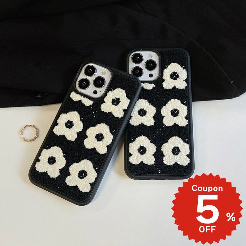 Rakuten - iphone13 ケース 韓国 かわいい iphone12 mini ケース pro iphone11 アイフォン iPhone ケース iphone13 ケース iphonese ケース アイフォン 秋冬 もこもこ 花 フラワー モノトーン レディース