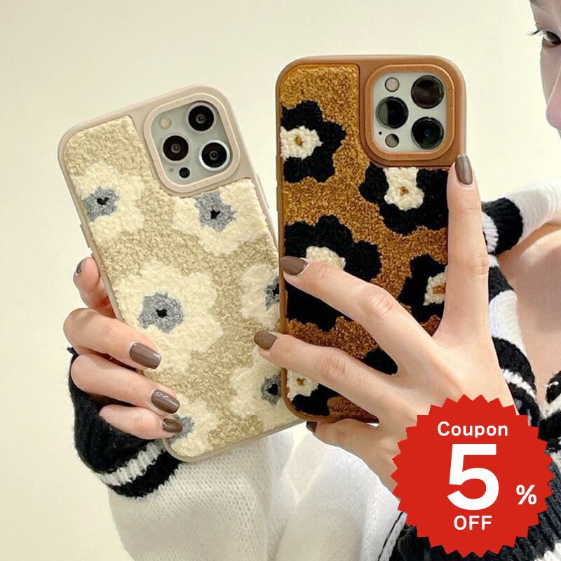 Rakuten - iphone13 ケース 韓国 かわいい iphone12 mini ケース iphone12 pro ケース iphone11 アイフォン iPhone ケース iphonese ケース TPU もこもこ 秋冬 花 フラワー レトロ レディース