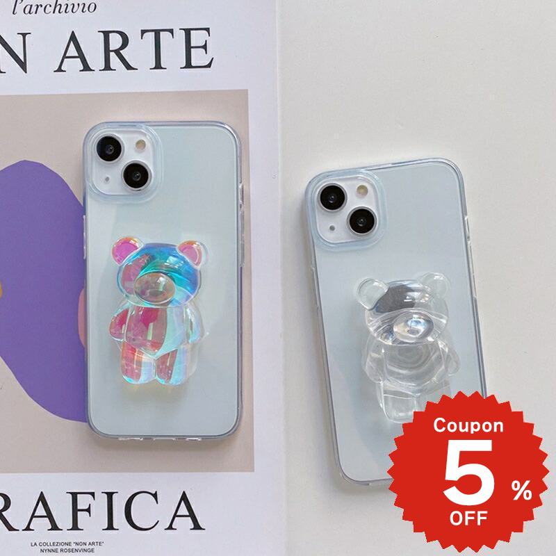 乐天商城 - iphone13 ケース 韓国 かわいい iphone12 mini ケース pro iphone11 アイフォン iPhone ケース iphone13 ケース iphonese ケース グリップ GRIP くま クリア レディース