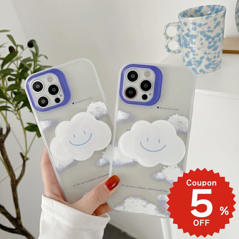 Rakuten - iphone13 ケース 韓国 かわいい iphone12 mini ケース iphone12 pro ケース iphone11 アイフォン iPhone ケース iphonese ケース グリップ GRIP TPU 雲 クラウド クリア 女性