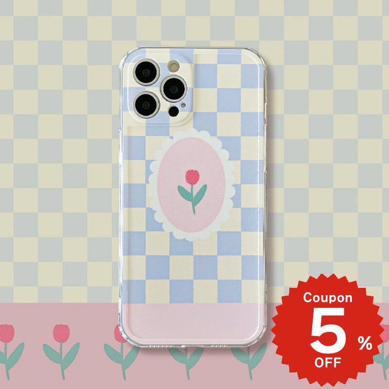 Rakuten - iphone13 ケース 韓国 かわいい iphone12 mini ケース iphone12 pro ケース iphone11 アイフォン iPhone ケース iphonese ケース TPU チューリップ チェック柄 総柄 レディース