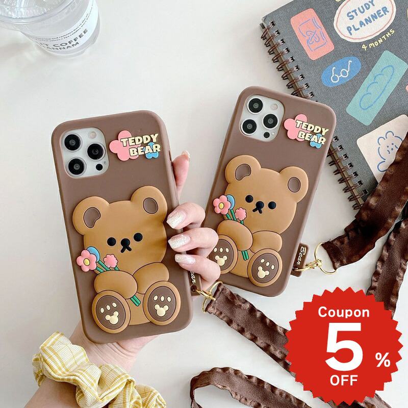 乐天商城 - iphone13 ケース 韓国 かわいい iphone12 mini ケース pro iphone11 アイフォン iPhone ケース iphone13 ケース iphonese ケース くま ベアー ストラップ レディース 女性