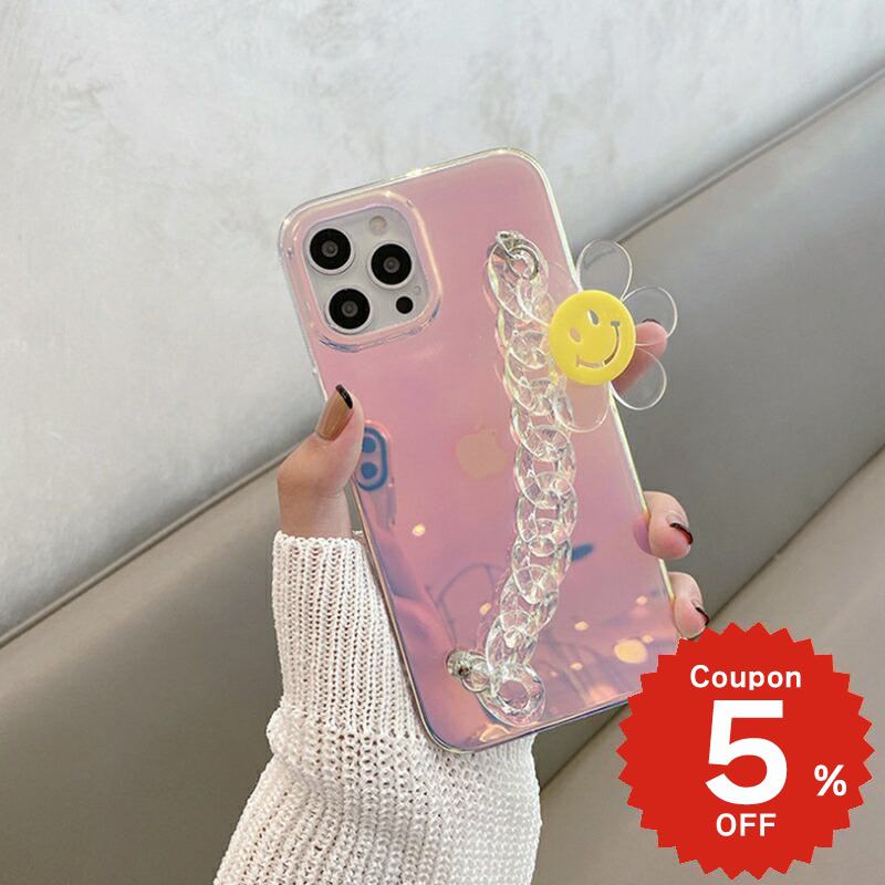 Rakuten - iphone13 ケース 韓国 かわいい iphone12 mini ケース pro iphone11 アイフォン iPhone ケース iphone13 ケース iphonese ケース シンプル オーロラ スマイル フラワー チェーン レディース