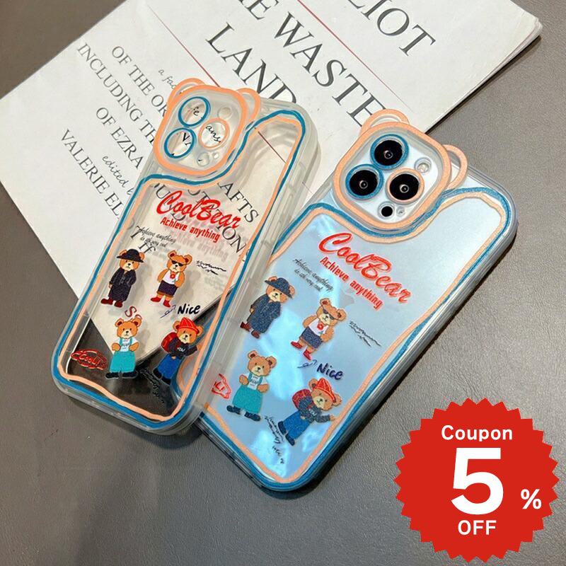 乐天商城 - iphone13 ケース 韓国 かわいい iphone12 mini ケース iphone12 pro ケース iphone11 アイフォン iPhone ケース iphonese ケース TPU クリア くま ベアー かわいい レディース