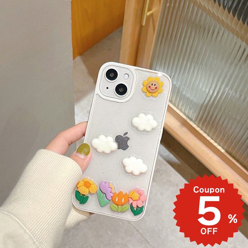 iphone13 ケース 韓国 かわいい iphone12 mini ケース iphone12 pro ケース iphone11 アイフォン iPhone ケース iphonese ケース TPU クリア 透明 雲 太陽 花 シンプル レディース