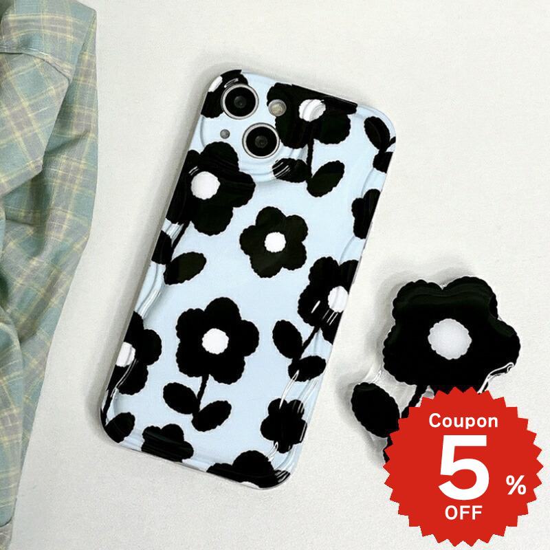 樂天商城 - iphone13 ケース 韓国 かわいい iphone12 mini ケース iphone12 pro ケース iphone11 アイフォン iPhone ケース iphonese ケース TPU グリップ スタンド 花 フラワー 総柄 シンプル レディース