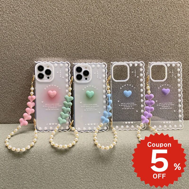 乐天商城 - iphone13 ケース 韓国 かわいい iphone12 mini ケース iphone12 pro ケース iphone11 アイフォン iPhone ケース iphonese ケース TPU チャーム ストラップ ハート クリア レディース ペア