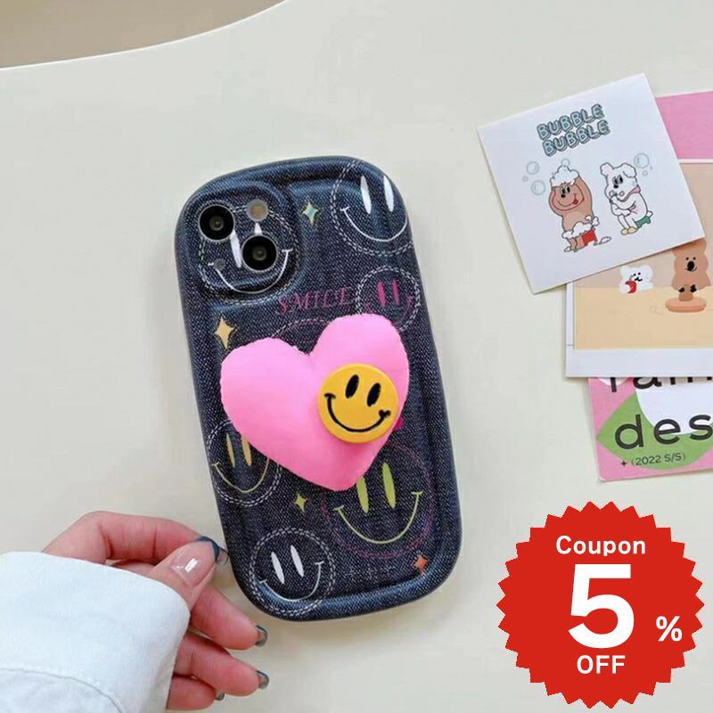 Rakuten - iphone14 ケース 韓国 かわいい iphone13 ケース iphone14pro iphone13 pro iphone12 mini ケース iphone11 アイフォン iPhone ケース iphonese ケース かわいい おしゃれ TPU グリップ grip ハート スマイル ニコちゃん デニム風 総柄