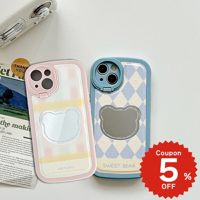 iphone14 ケース 韓国 かわいい iphone13 ケース iphone14pro iphone13 pro iphone12 mini ケース iphone11 アイフォン iPhone ケース iphonese ケース ミラー おしゃれ くま ベアー ミラー 鏡 ストラップ レディース