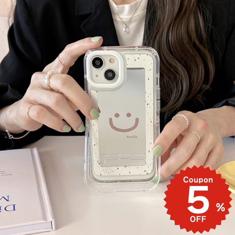 樂天商城 - iphone14 ケース 韓国 かわいい iphone13 ケース iphone14pro iphone13 pro iphone12 mini ケース iphone11 アイフォン iPhone ケース iphonese ケース かわいい おしゃれ TPU ミラー 鏡 スタンド スマイル 透明 レディース 大人 女子