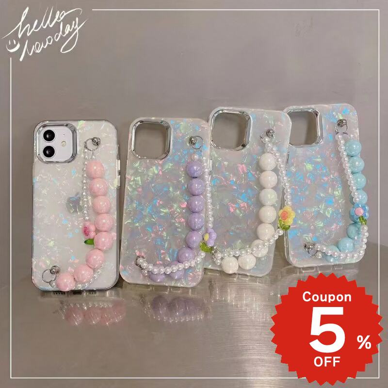 乐天商城 - iphone14 ケース 韓国 かわいい 花 チェーン iphone13 ケース iphone14pro iphone13 pro iphone12 mini ケース iphone11 アイフォン iPhone ケース iphonese ケース 韓国 ボール フラワー パール シェル