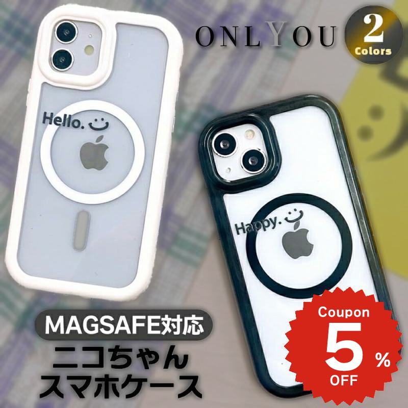 乐天商城 - iphone15 ケース かわいい 韓国 magsafe ケース マグセーフ iPhone ケース 韓国 かわいい おしゃれ magsafe対応 iphone14 ケース アイフォン15ケース iphone13 ケース iphone12 ケース シンプル ニコちゃん スマイル レディース メンズ ペア