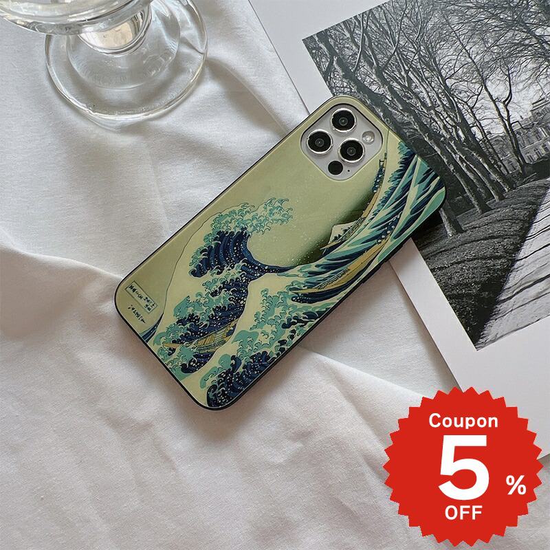iPhone17 ケース かわいい magsafe対応 iphone16e ケース iphone16 ケース iPhone17 Air Pro max ケース iphone16pro iPhone15 iPhone14 iphone13 iphone12 iphone11 ケース galaxy s25 ケース 韓国 背面ガラス おしゃれ 浮世絵 神奈川沖浪裏 デザイン 葛飾北斎