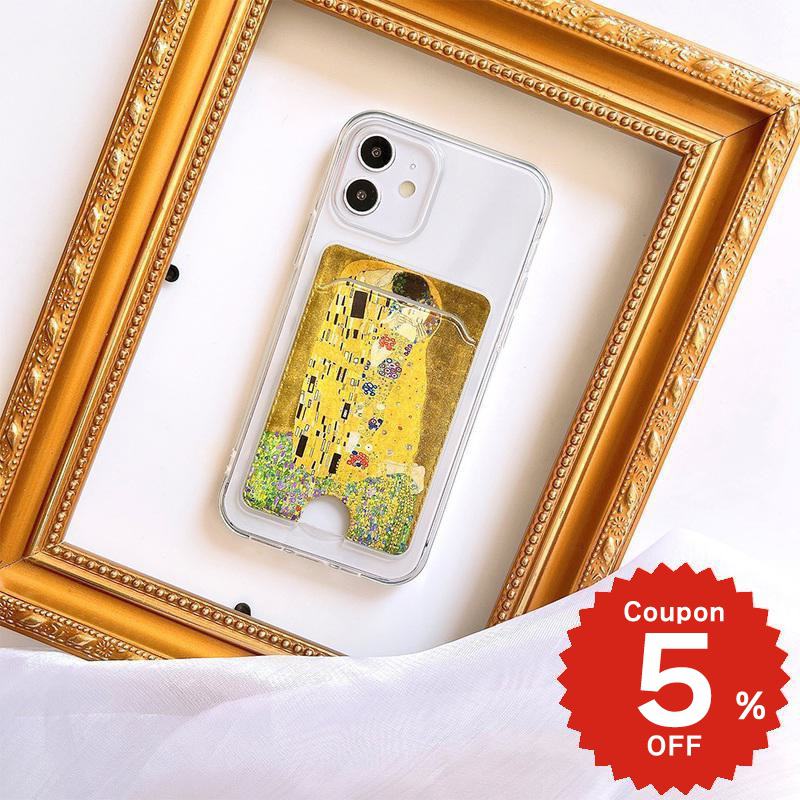 樂天商城 - iphone15 ケース かわいい 韓国 カード iphone14 ケース iPhone13 ケース iPhonese ケース iPhone ケース iphone12 ケース おしゃれ TPU クリア 透明 IC カード収納 絵画 名画 クリムト 接吻