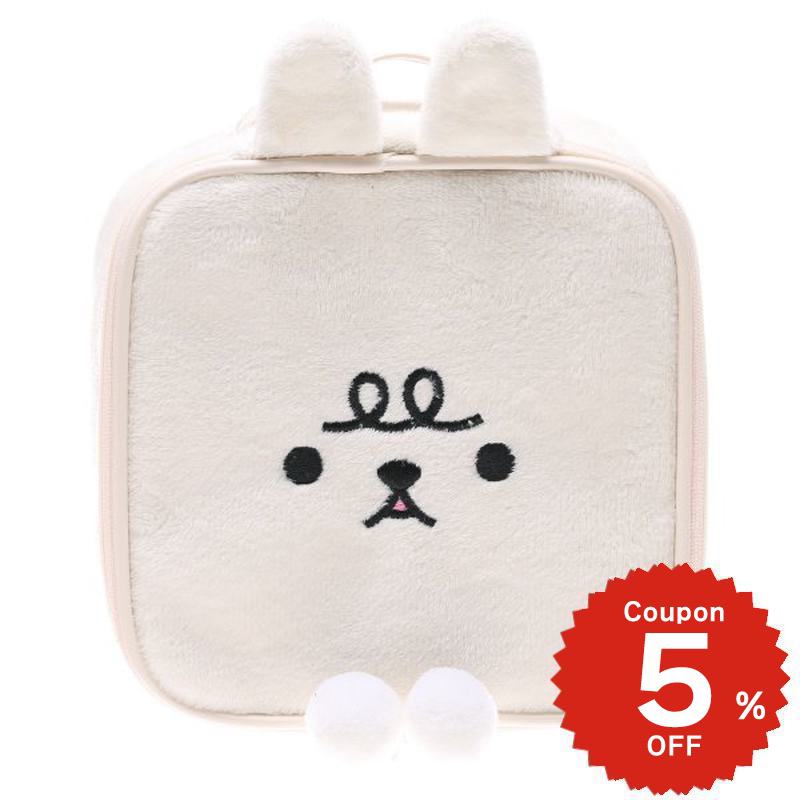 アニマルモチーフスクエアポーチ ホワイト 化粧 ポーチ メイク コスメ 小物入れ