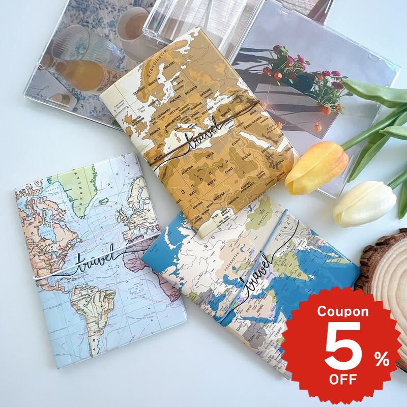 パスポートケース カバー IDケース トラベル 旅行 用品 地図 デザイン 小物 雑貨 かわいい おしゃれ シンプル お揃い 韓国 合成皮革 レディース メンズ