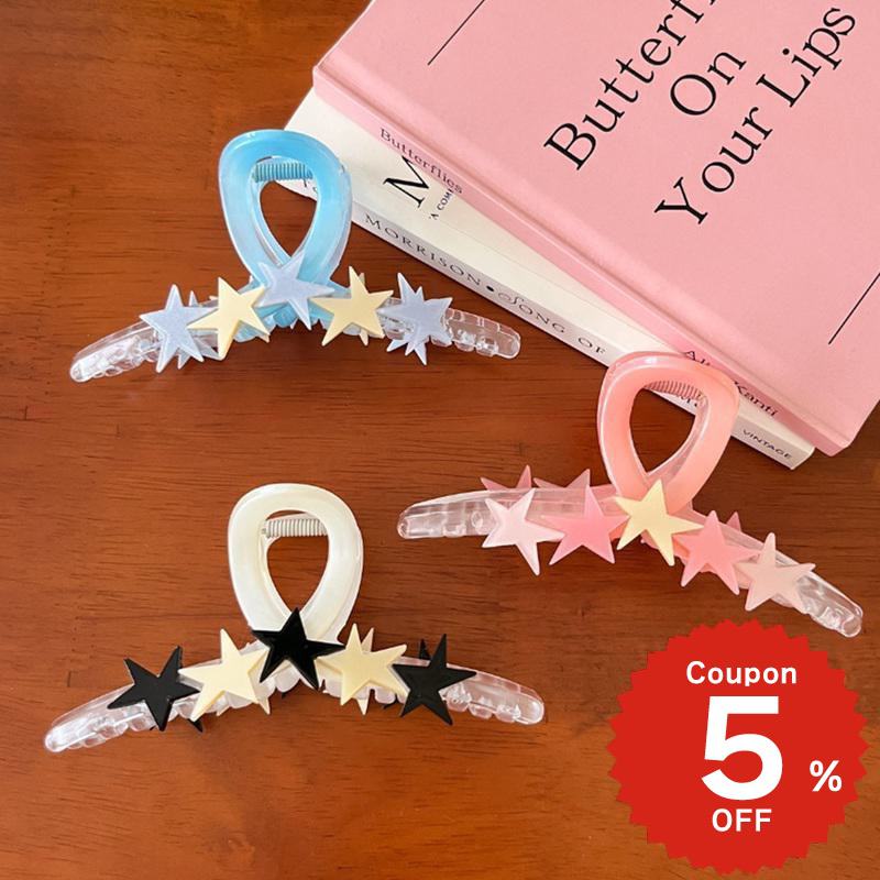 バンスクリップ ヘアアクセサリー ヘアクリップ 韓国 大きめ クリア 透明 スター 星 リボン りぼん おしゃれ かわいい きれいめ レディース 大人 女子 髪留め