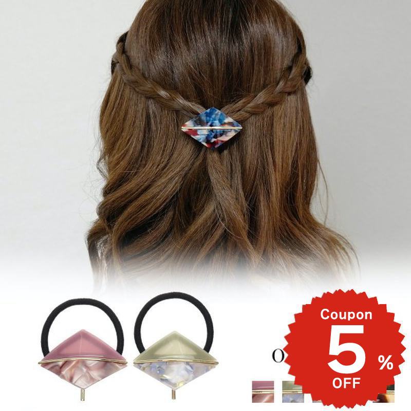 ダイヤ型ゴールドラインアセチポニーフック ポニーフック ポニー ヘアゴム 人気 簡単 アレンジ シンプル おしゃれ onlyou オンリーユー