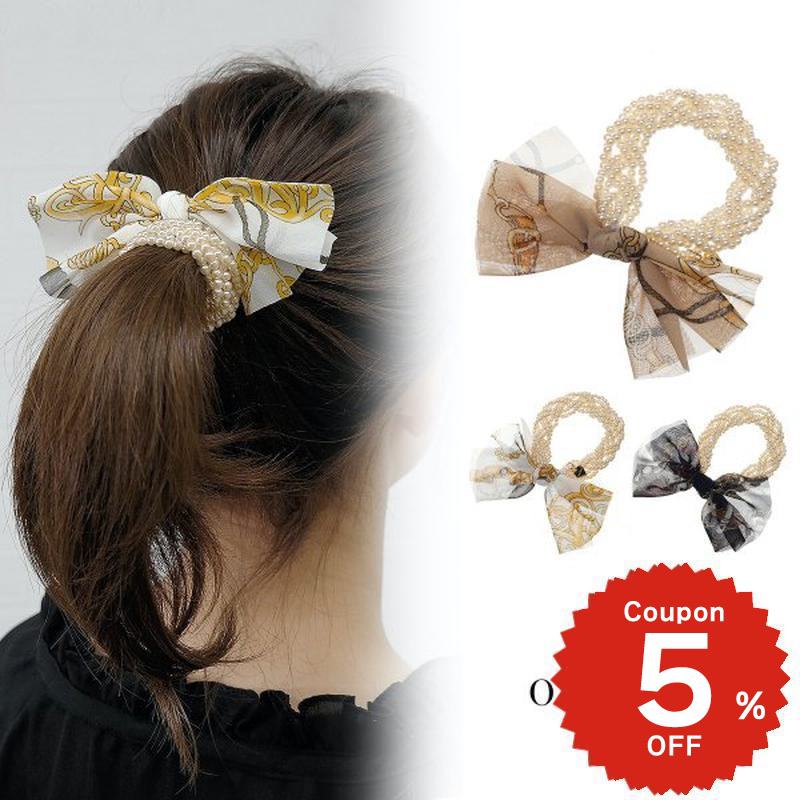樂天商城 - パールゴムレトロリボンヘアゴム ヘアゴム ポニー 簡単 ヘアアレンジ 大人 かわいい ヘアアクセサリー おしゃれ onlyou オンリーユー
