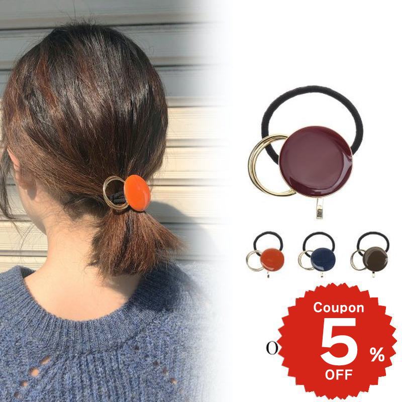 サークルアースカラーポニーフック ポニーフック ポニー ヘアゴム モチーフ ゴールド ヘアアクセサリー おしゃれ シンプル onlyou オンリーユー