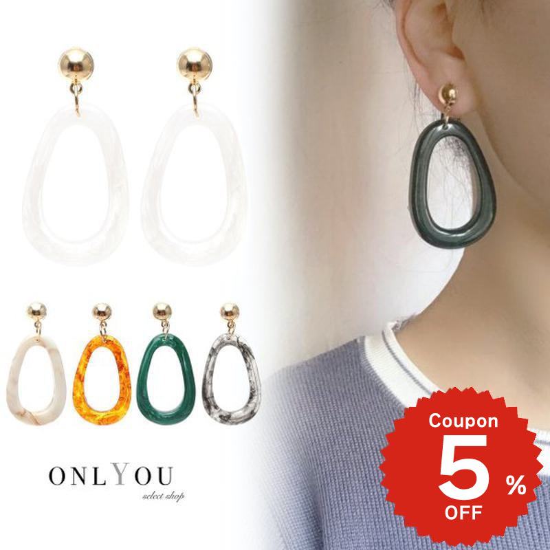 Rakuten - アクリルビッグモチーフピアス ゴールド アクリル ピアス アクセサリー レディース シンプル かわいい おしゃれ 大きめ 揺れる onlyou オンリーユー